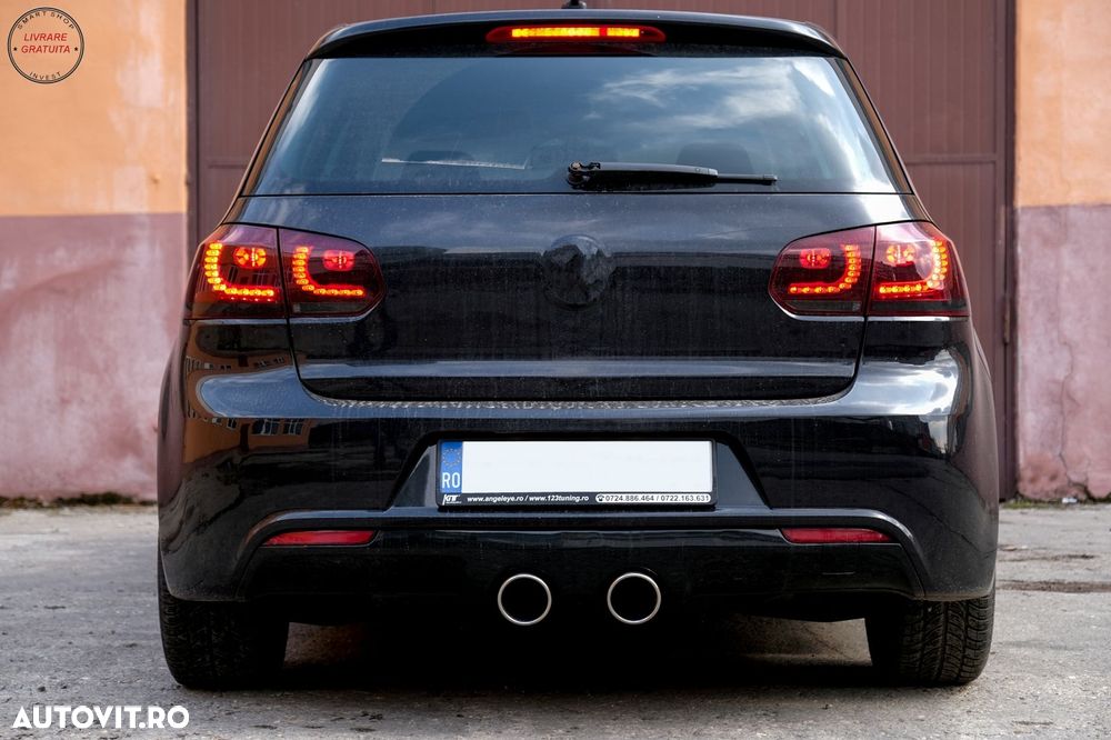 Stopuri Full LED VW Golf 6 VI (2008-2013) R20 Design Rosu Fumuriu cu Semnal Dinami- livrare gratuita - 12
