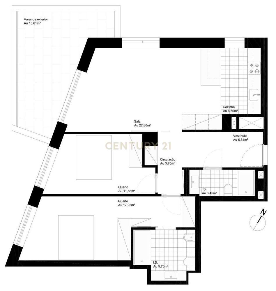 Apartamento T2 com varanda num condomínio fechado, Ocean Terrace, em L - Grande imagem: 2/4