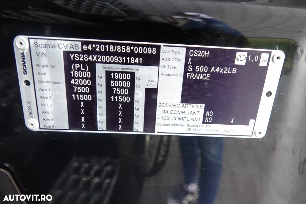 Scania S 500 / MEGA / RETARDER / I-PARK COOL / REZERVORE 1.400 L / PLATĂ JOSĂ - 39