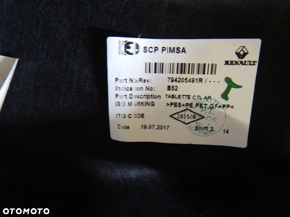 Półka tylna roleta bagażnika DACIA Sandero II 12-20 Łuków części - 8