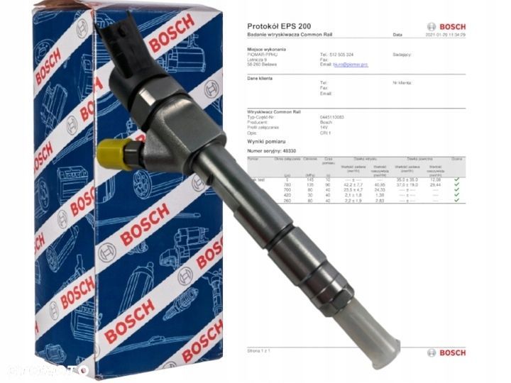 WTRYSKI RENAULT OPEL 0445110146 WYDRUK TEST 8200238528 1.9 DCI - 1