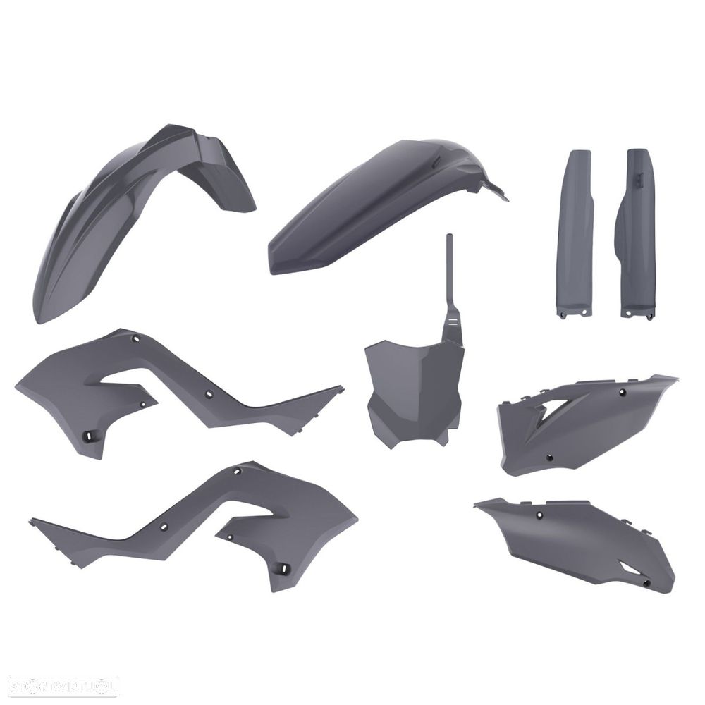 kit plasticos polisport restyling cinza nardo grey kawasaki kx 125 / 250 - 1