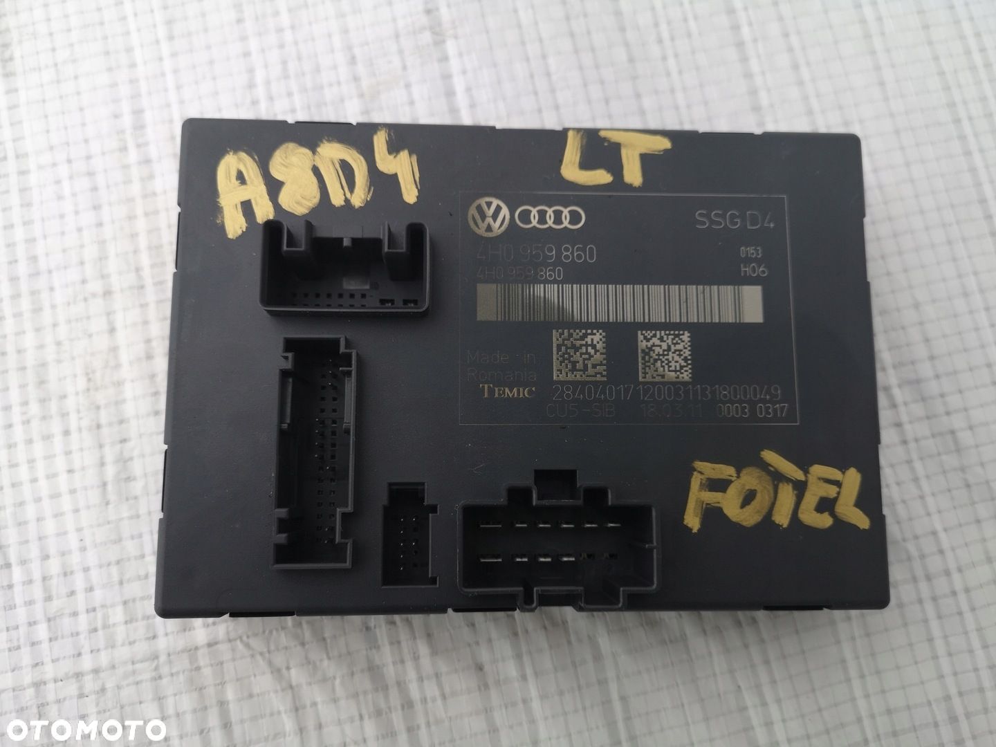 AUDI A8 D4 4H0 MODUŁ STEROWNIK FOTELA TYŁ LEWY 4H0959860 - 1