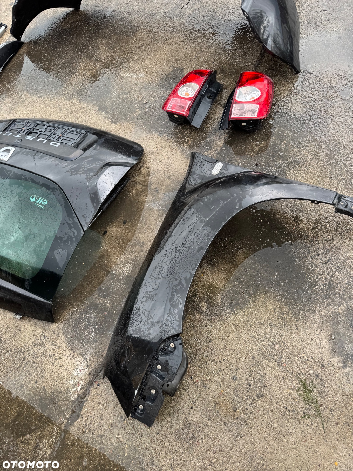 Dacia duster Dacia duster czarne czarny ciemny   Klapa tył tylnia klapa bagażnika -800zl   Lampy tył tylnie prawa lewa 100 szt   Błotnik lewy 250 sztuka   Próg reling dachowy 300 sztuka   Lampa prawa lewa 200 sztuka   Drzwi przednie lewe tylnie lewe prawe 800sztuka   Lusterko lewe 150 zł   Zderzak tylni 250 zł   Szybka wysyłka - 6