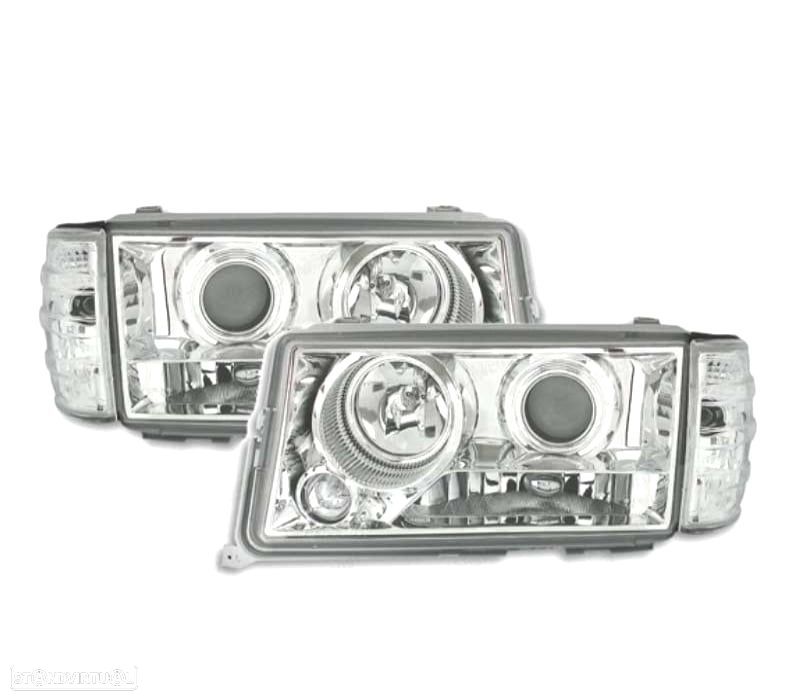FARÓIS MERCEDES 190 W201 82-93 FUNDO CROMADO - 1