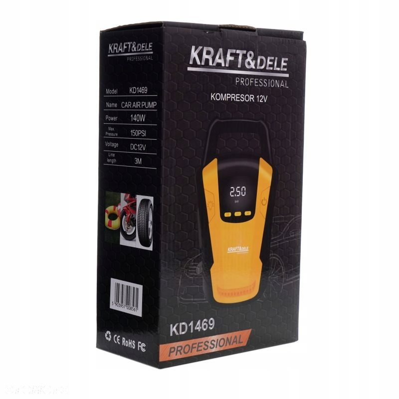 KOMPRESOR SAMOCHODOWY KRAFTDELE 12V 140W LCD - 6