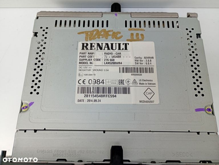 radio z nawigacją renault trafic III talento nv300 vivaro b 2014-2021r 281154548r - 3