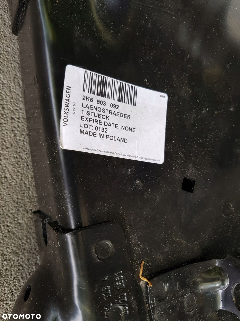 VW CADDY prawa wzmocnienie podłużnica 2K5803092 - 4