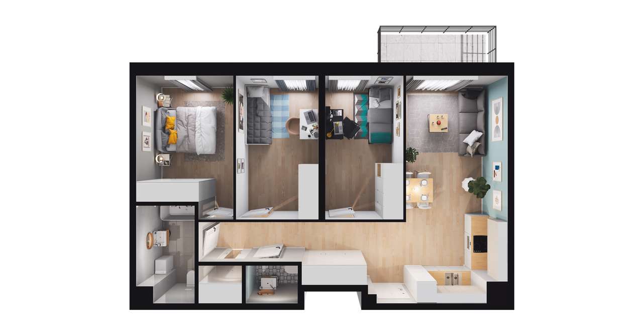 4-pokojowe mieszkanie 70m2 + balkon Bez Prowizji - Pełny obrazek: 2/15