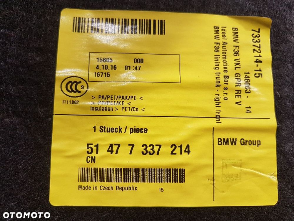 BMW 4 F36 BOCZEK BAGAŻNIKA PRAWY 7337214 - 8