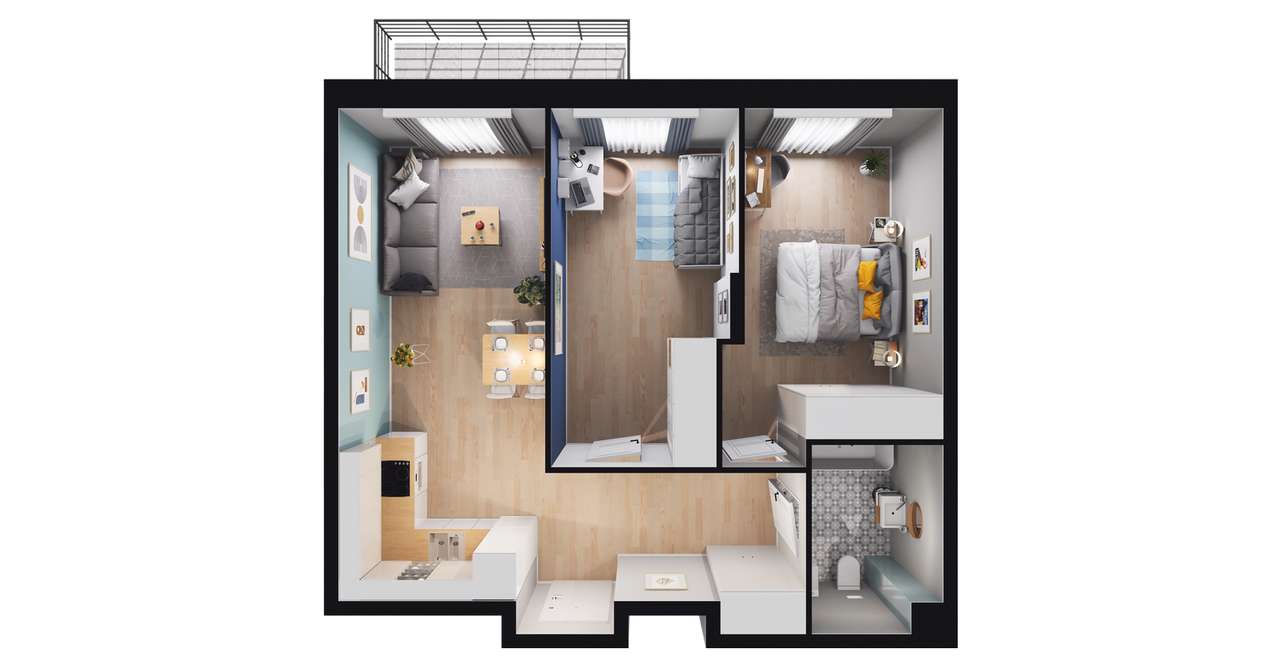 3-pokojowe mieszkanie 56m2 + balkon Bezpośrednio - Pełny obrazek: 3/17