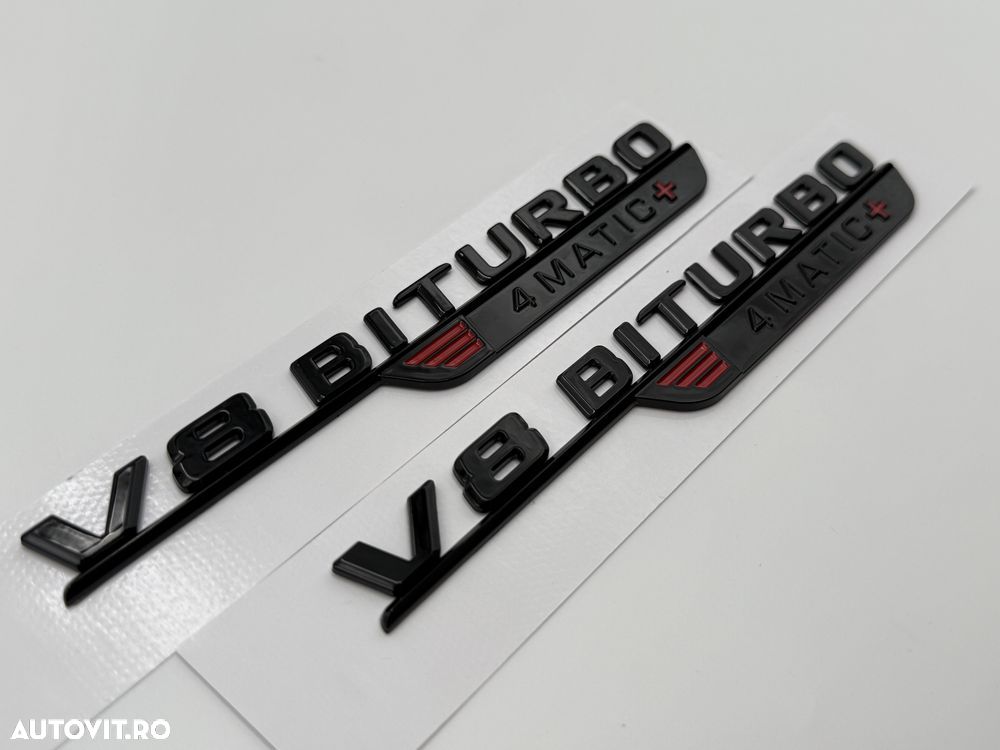 Set Embleme Mercedes V8 Biturbo 4Matic+ negru nou - 2