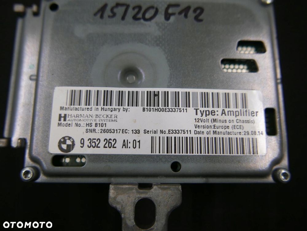 bmw f06 f12 f13 wzmacniacz hi-fi harman 9352262 - 3