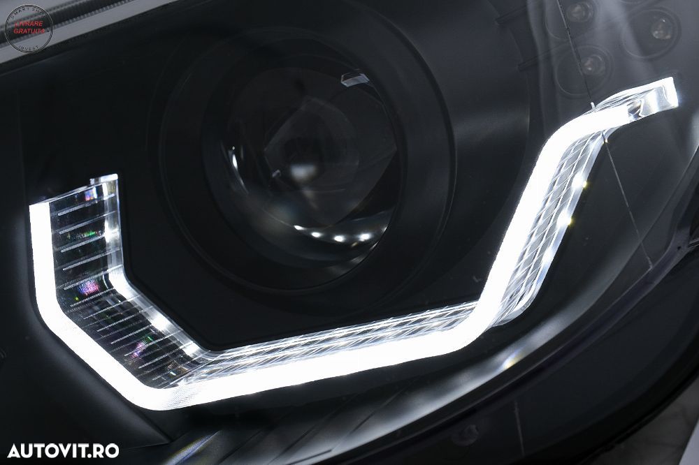 Faruri 3D LED Angel Eyes BMW Seria 5 E60 E61 (2003-2007) LCI Design Negru- livrare gratuita - 5