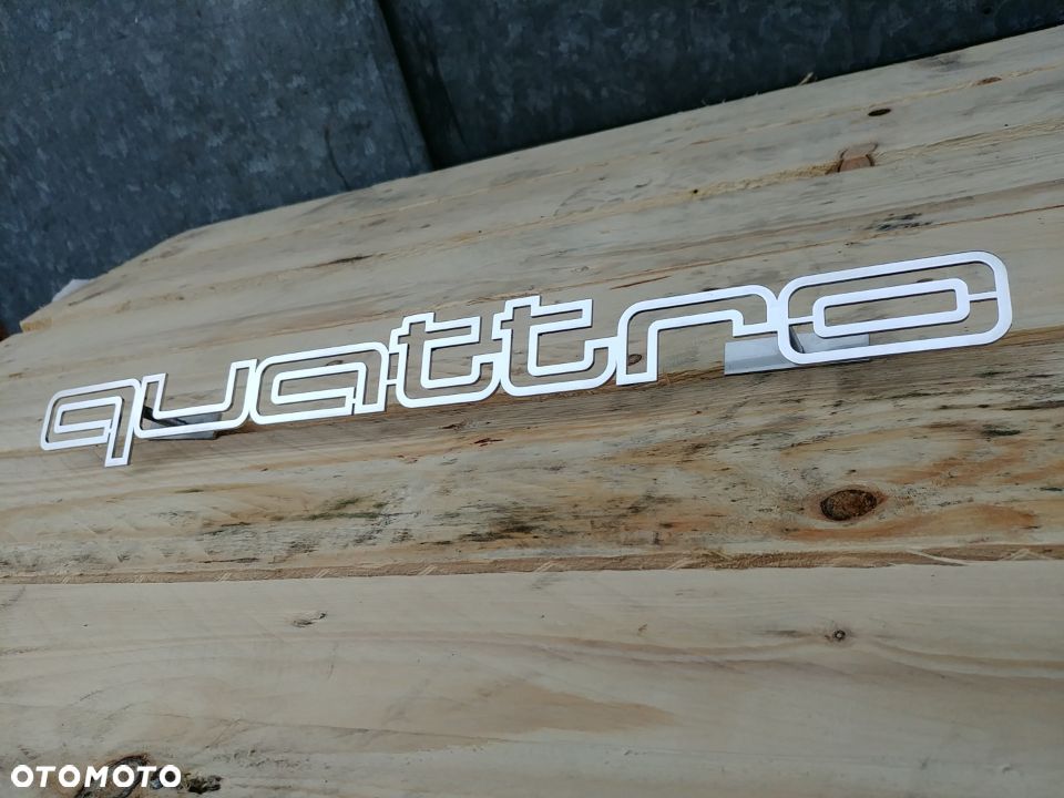 Logo Emblemat QUATTRO Napis 100% Stal Nierdzewna AUDI Gril Atrapa - 7