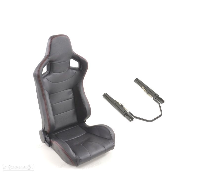 BANCO SEMI BAQUET BACKET TIPO RS CARBONO + CALHAS DE FIXAÇÃO - 1