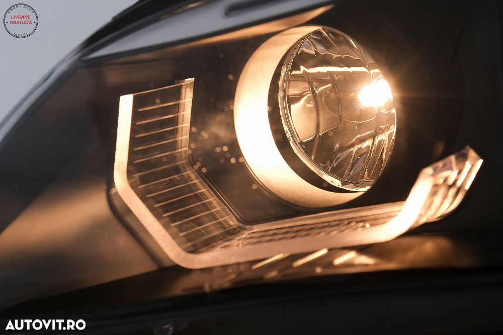 Faruri 3D LED Angel Eyes BMW Seria 5 E60 E61 (2003-2007) LCI Design Negru- livrare gratuita - 12