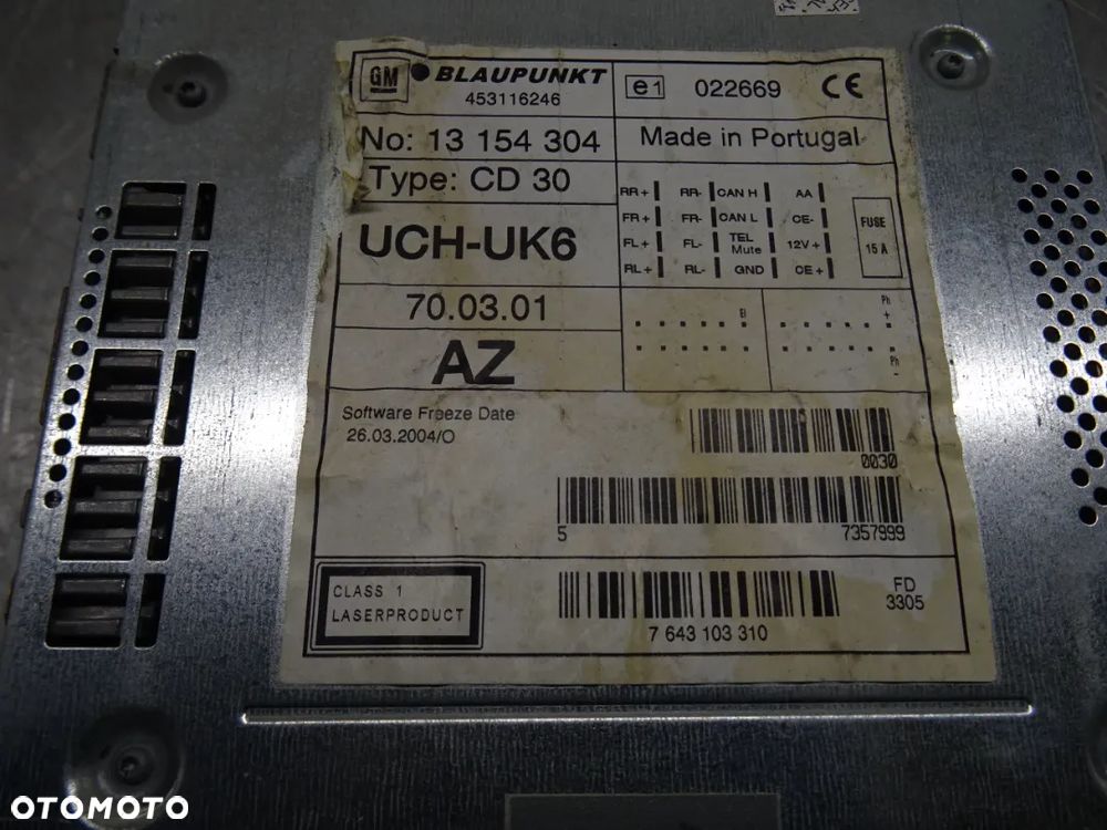 OPEL ASTRA III H KOMBI 2.0T RADIO RADIOODTWARZACZ  CD 13154304 - 4