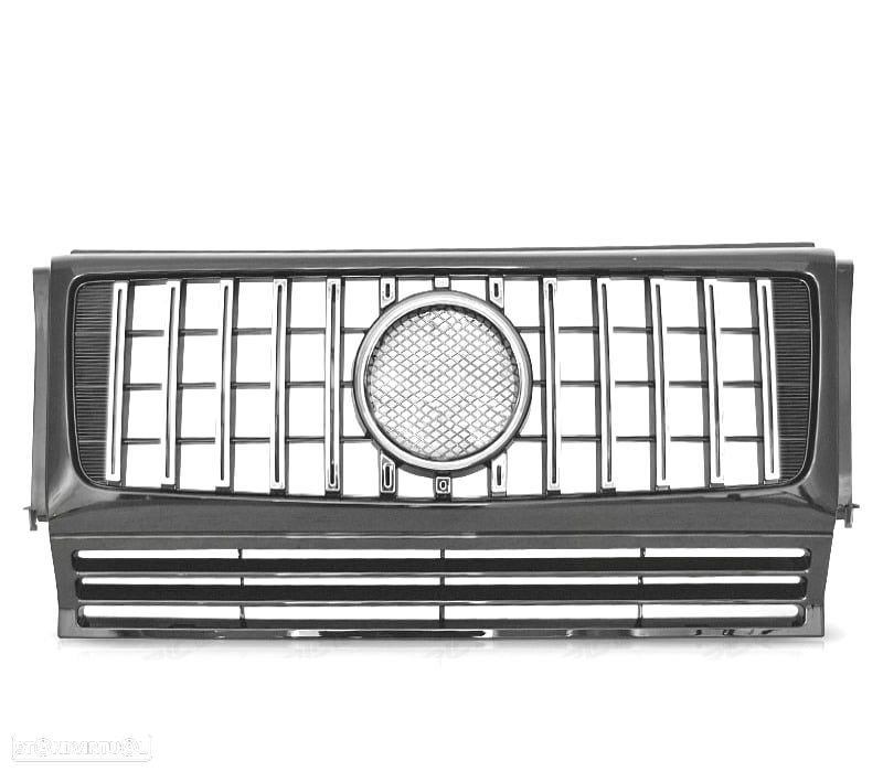GRELHA FRONTAL MERCEDES CLASSE G W463 90-12 W464 AMG C63 LOOK CROMADO PRETO - 3