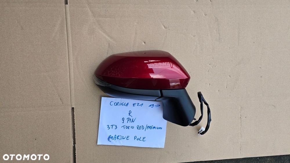 Toyota Corolla E21 19- Lusterko Prawe 9PIN Martwe Pole Tokio Red 3T3 - 2
