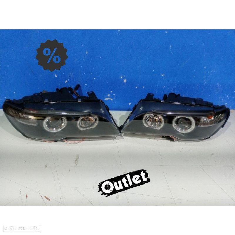 R144941C7 FARÓIS XENON BMW E46 2 PORTAS 03-06 OLHOS DE ANJO CCFL FUNDO NEGRO - 5