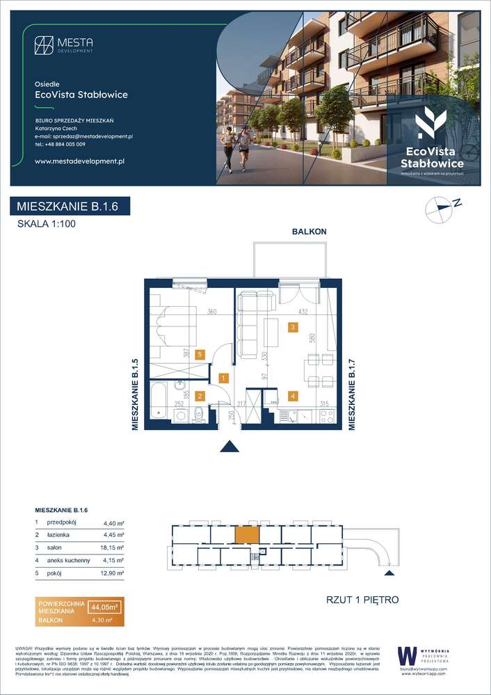 2 pokojowe mieszkanie A.1.6 Vista Eco, ul. Łomnicka
