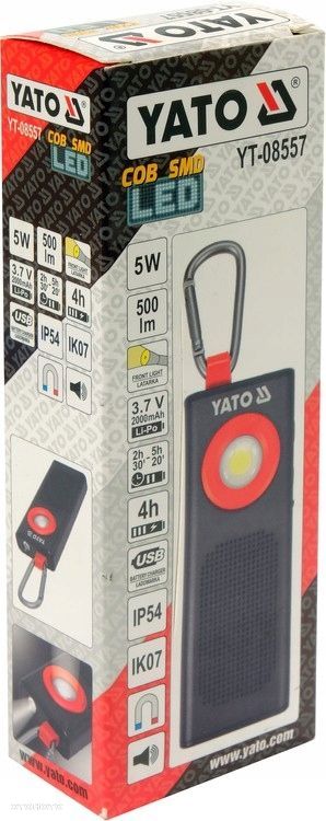 YATO LATARKA ROBOCZA 500LM GŁOŚNIK LI-PO 3,7V 5W - 7