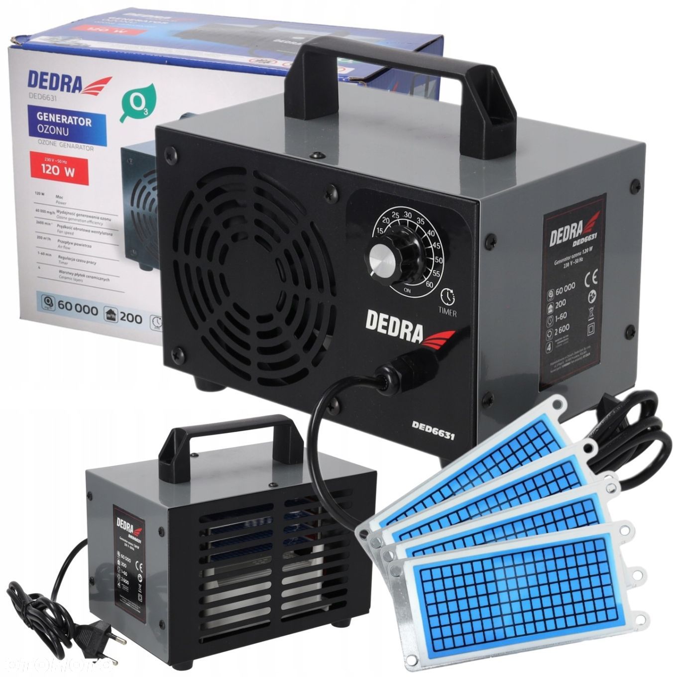GENERATOR OZONU DEDRA DED6631 DO SAMOCHODÓW MIESZKAŃ BIURA PIWNICY - 1