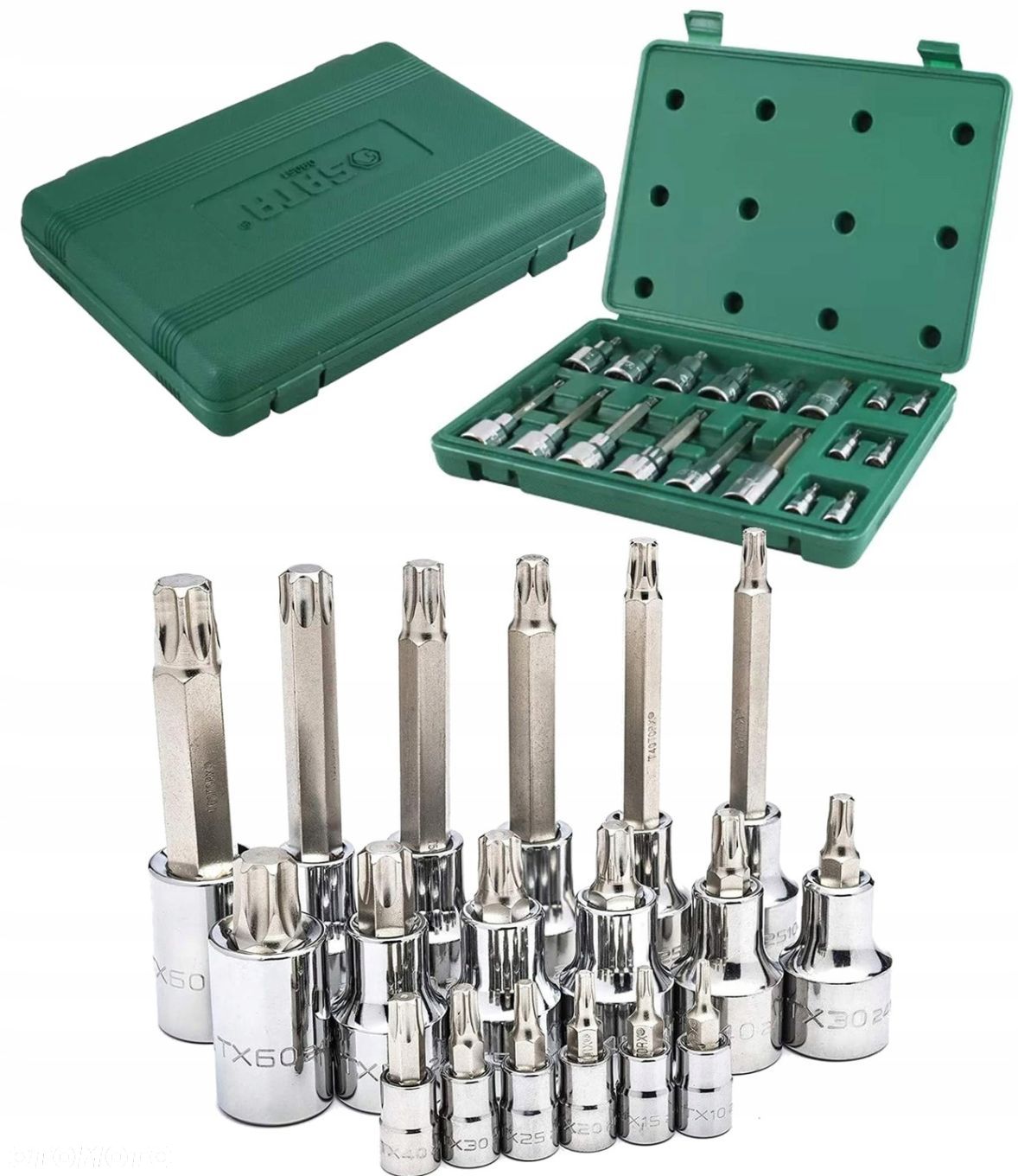 SATA ZESTAW 18 NASADEK TRZPIENIOWYCH BIT 1/4", 1/2" KLUCZY TORX ST09052SJ - 1