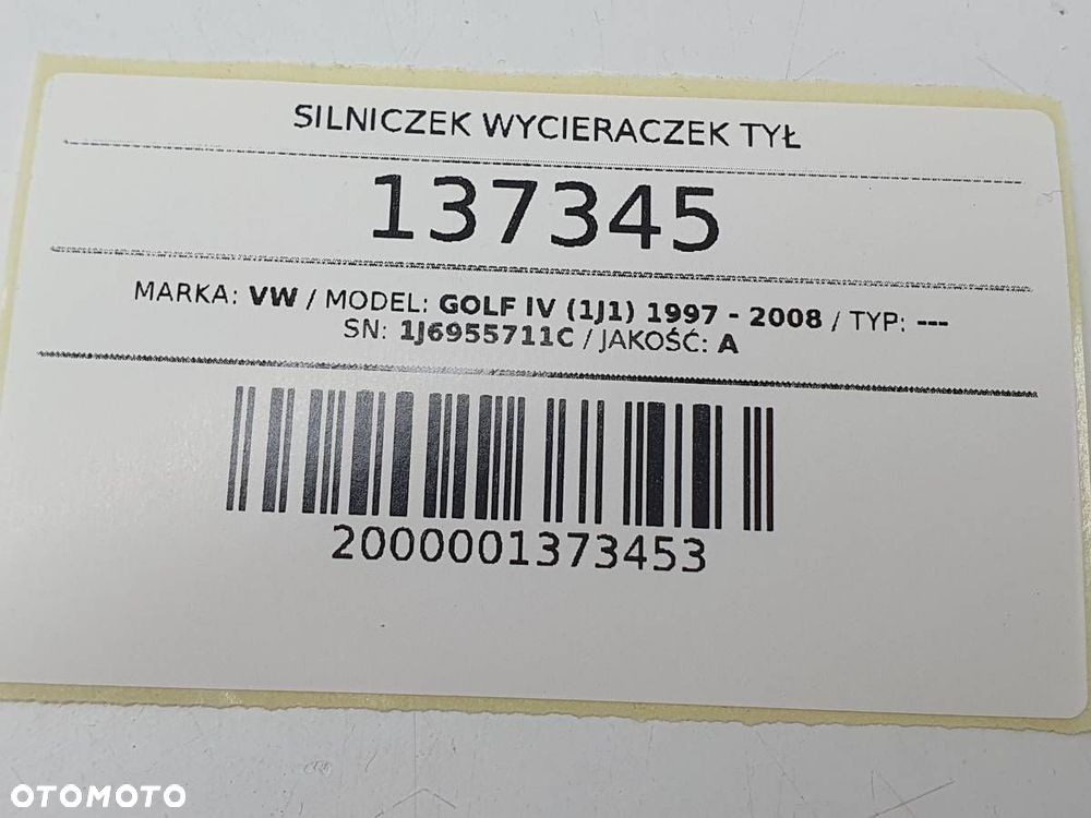 SILNICZEK WYCIERACZKI TYŁ VW GOLF IV 1J6955711C 2008 EU - 6