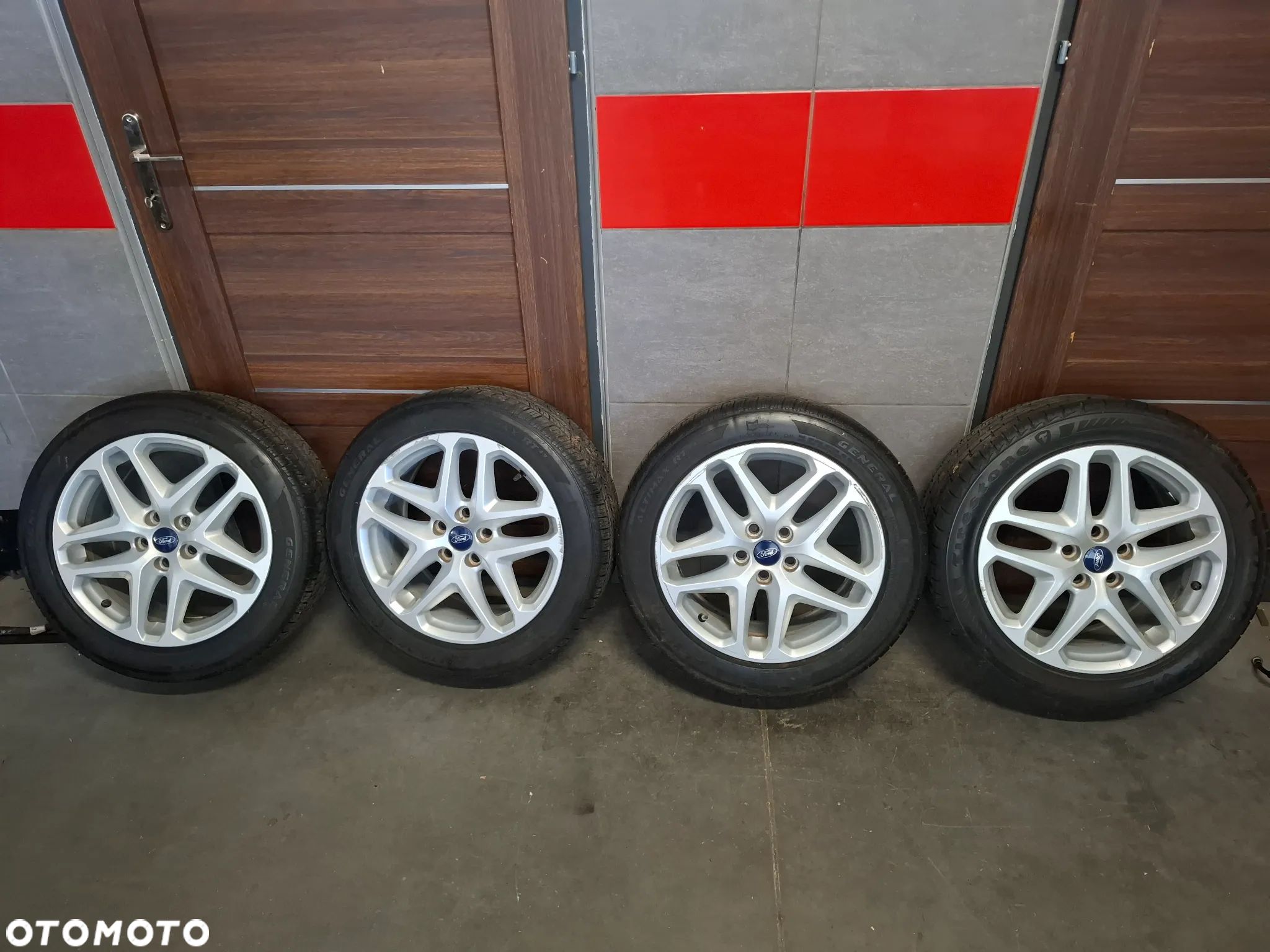 Komplet felgi alufelgi koła Ford Mondeo MK5 Fusion oryginalne nr DS7C1007L3A rok 2013 rozmiar 17 cali rozmiar opony 225/50/R17 93V grubość bieżnika 4x5mm general altimax rt43 jedna opona ma inny bieżnik - 1