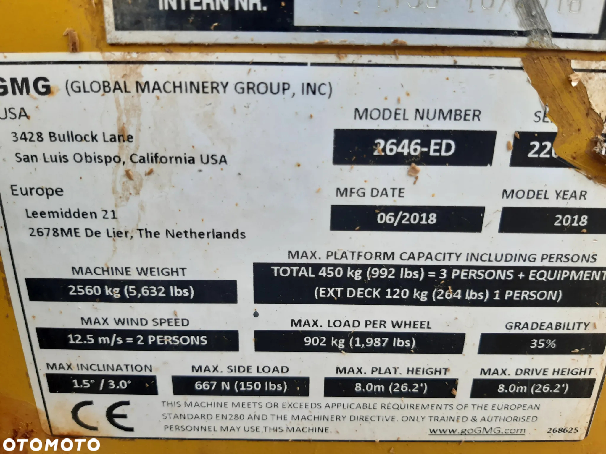 Inny GMG 2646-ED 2018 podnośnik 10m sprowadzony - 4