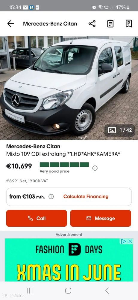 Mercedes-Benz Citan 109 CDI Mixto BlueEFFICIENCY extralang - 13