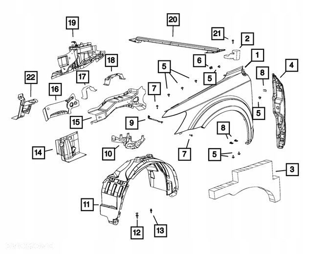 Fiat 500L 330 2012-nadkole przód PRAWY - 2