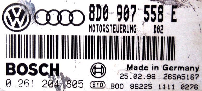 komputer sterownik silnika audi a6 c5 / vw passat b5 1.8t turbo 8d0907558e - 2