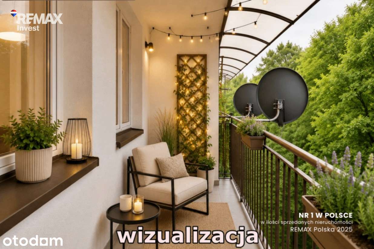 Balkon, zieleń i centrum miasta
