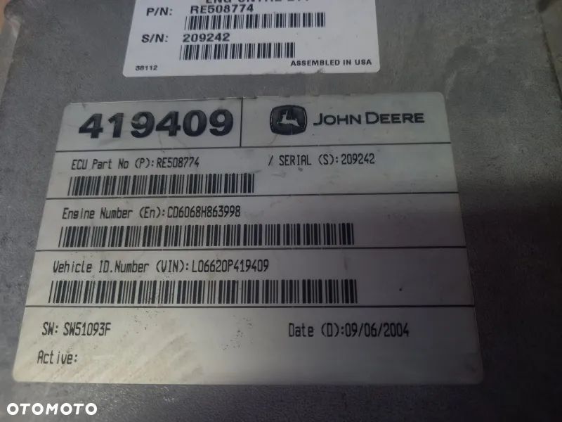 Komputer sterownik silnika L11 RE508774 John Deere 6620 - 3