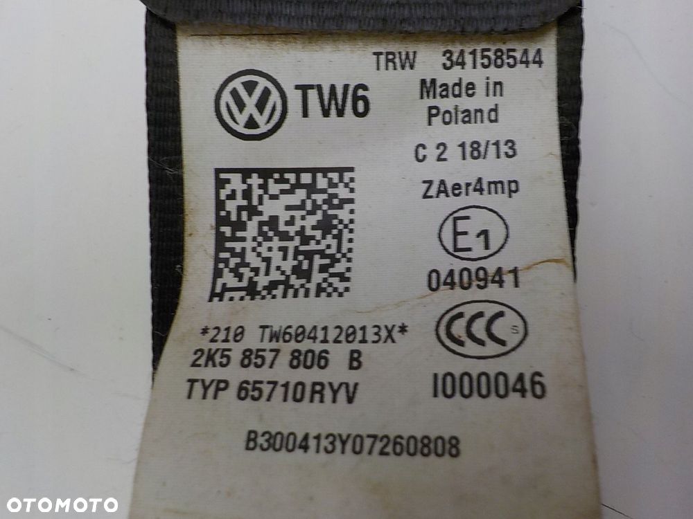 VW CADDY III PAS BEZPIECZEŃSTWA PRAWY 2K5857806B 34158544 - 6