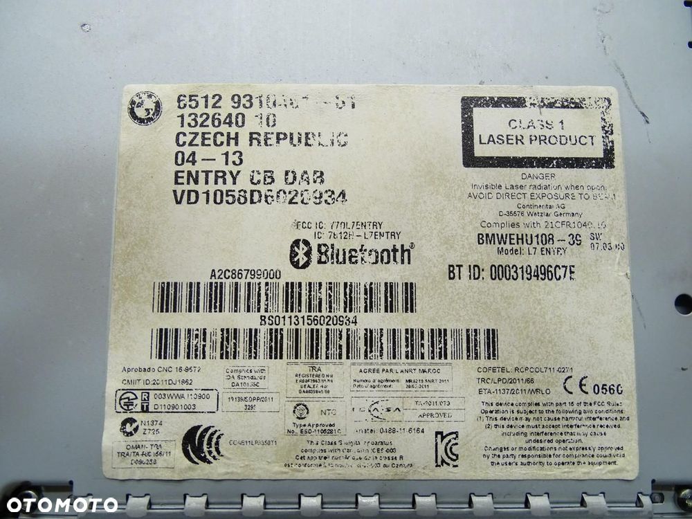 RADIO RADIOODTWARZACZ CD 9310467 BMW F30 F31 - 7
