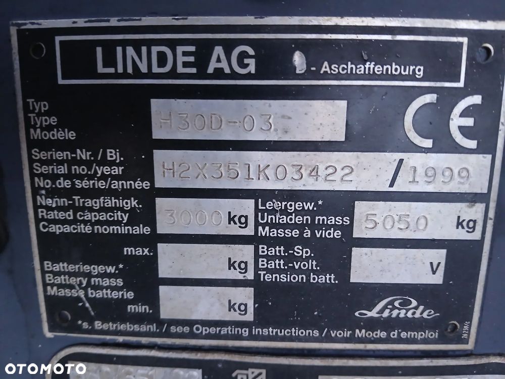 Linde H30D-03 1999rok kabina przesuw z Niemiec - 13