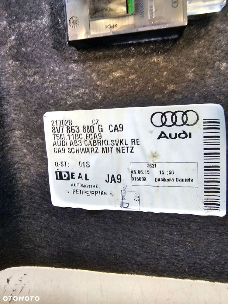 BOCZEK TAPICERKA BAGAŻNIKA PRAWY TYŁ AUDI A3 8V CABRIO 8V7863880G CA9 - 6