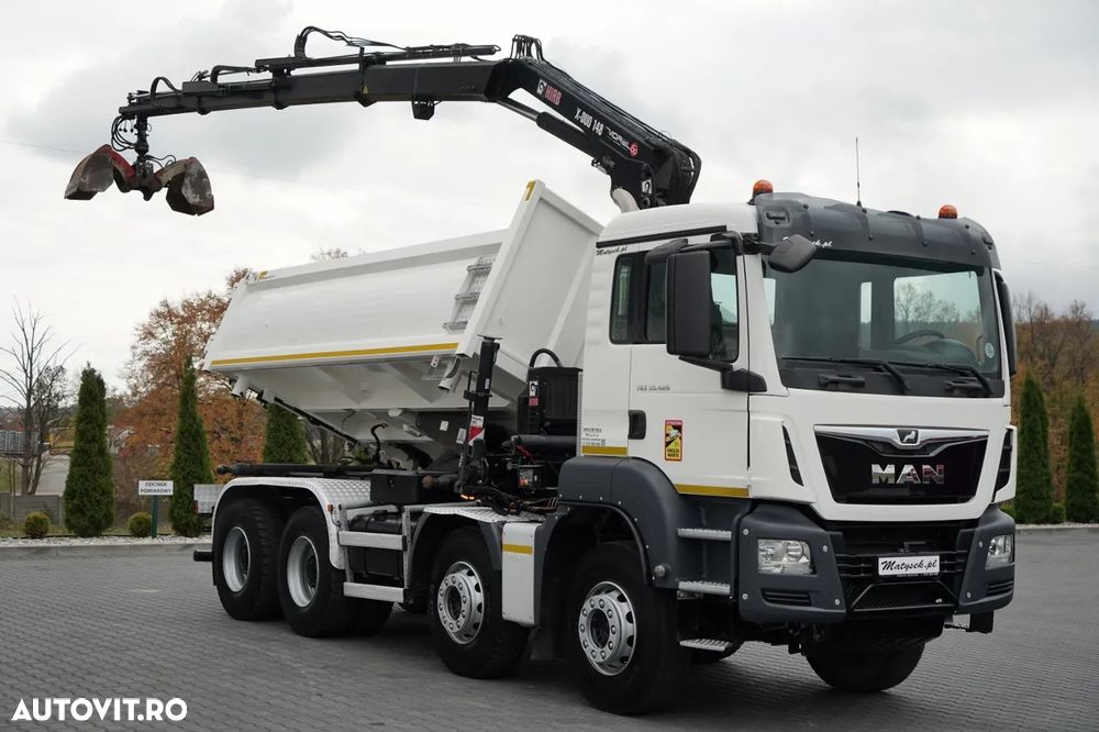 MAN TGS 35.420 / 8x4 / BASCULĂ CU DOUĂ LATE / HIDRODECKER / BORDMATIC + HDS HIAB 148 B-3 / Rază de acțiune 10 m / / GRAPPLE / NAVI - 7