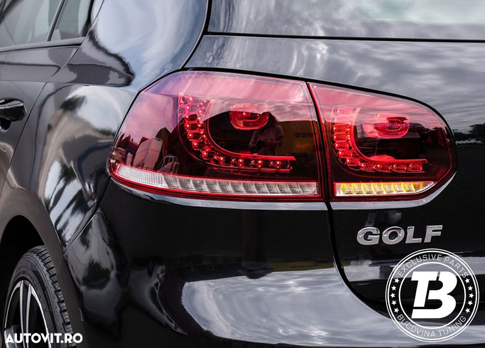 Stopuri Full LED compatibile cu VW Golf 6 VI R20 Cherry Red Design - 17