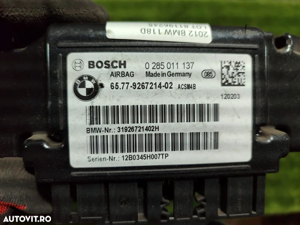 CALCULATOR AIRBAG (3 BUC.) BMW 116D 2010 E81 E82 E87 E88 2.0 DIESEL MANUAL / 2004-2011 / BMW SERIA 1 F20 118D SE 2.0 DIESEL 2012 / HATCHBACK 2011-2019 / BMW SERIA 4 M-PACHET 420D F32 / F33 / F36 2.0 DIESEL 2013 / COUPE 2013-2021 / COD OEM 6577 9267214 / 6577 9296494 - 7