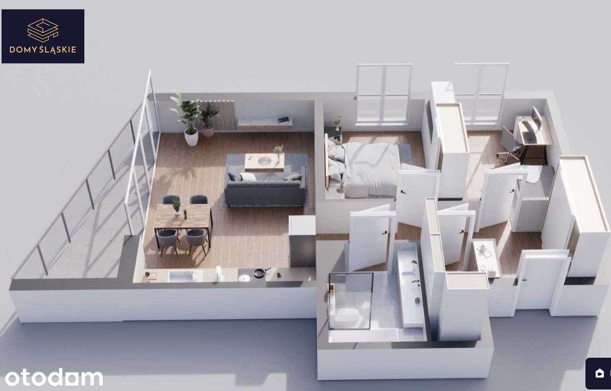 A2 - 3 pokoje + pralnia + balkon