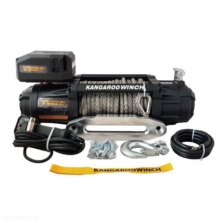 Wyciągarka elektryczna Kangaroowinch K12000 Extreme HD 12V Z Liną Syntetyczną - 1