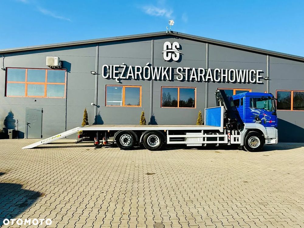 MAN TGS 26.360 // E6 // Klimatyzacja / 6x2 // platforma laweta 7,2m z HDS HMF 1420 // dzwig żuraw kran crane skrzynia uniwersalny - 16