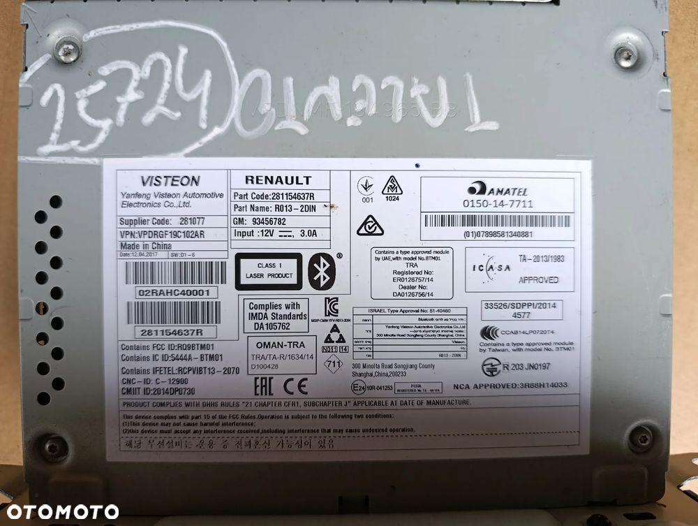 FIAT TALENTO RADIO EKRAN WYŚWIETLACZ 281154637R - 3