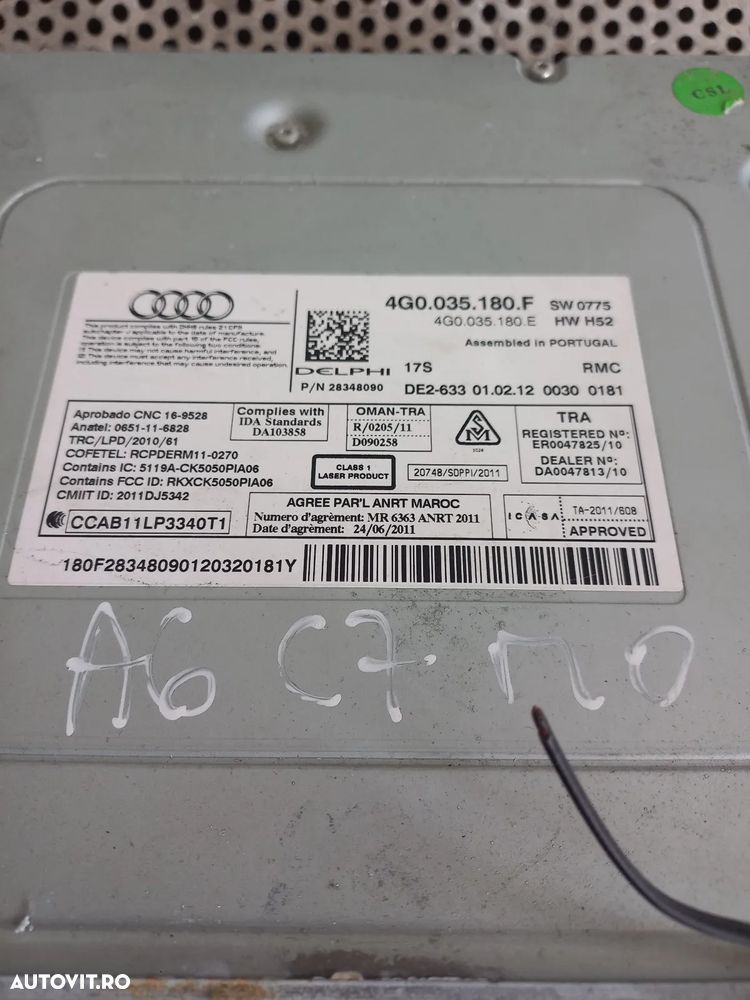Modul Unitate Navigatie MMI RMC NAV PLUS Audi A6 4G C7 A7 Dupa 2012 Cod 4GF - 7