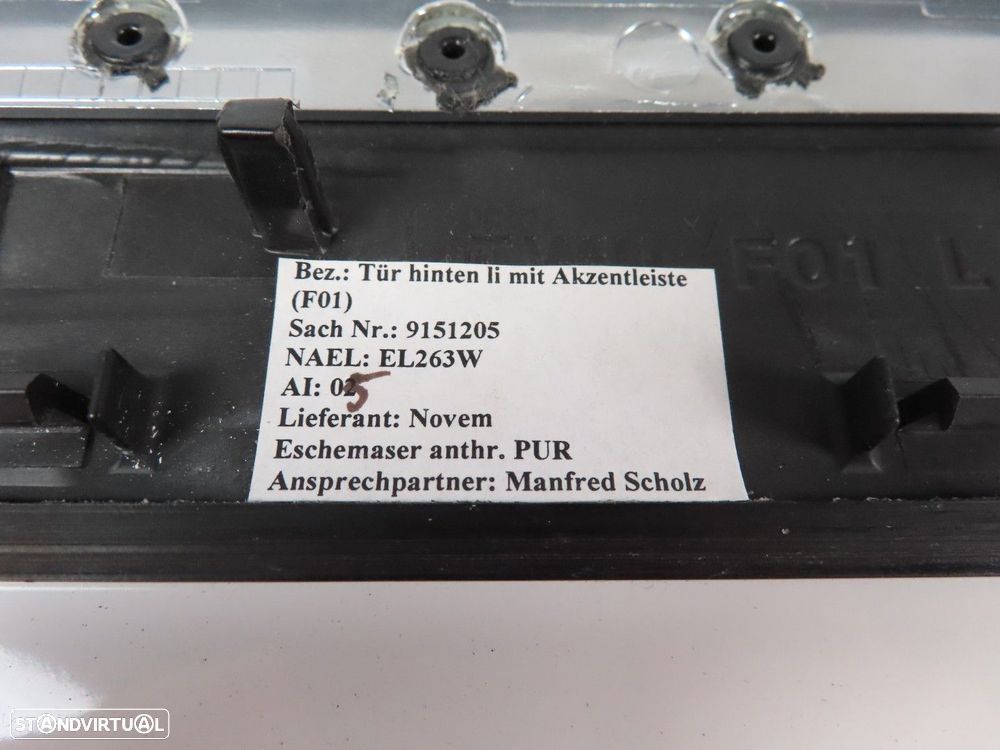 Friso da porta em Madeira Esquerdo/Trás Seminovo/ Original BMW 7 (F01, F02, F03,... - 4
